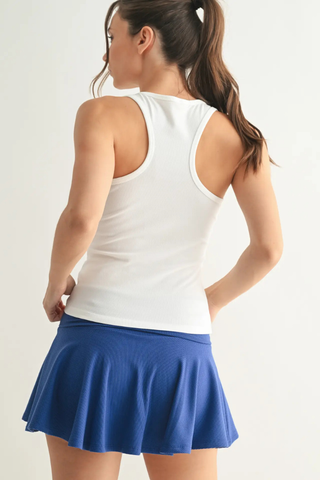 Mono B Slim Fit Scoop Neck Tank Top - White KT12191