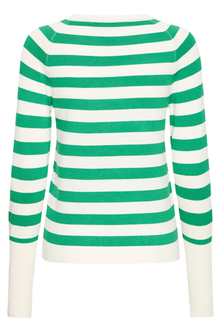 Green and white striped long-sleeve shirt on a white background BYMmorla Long Cuff Tee