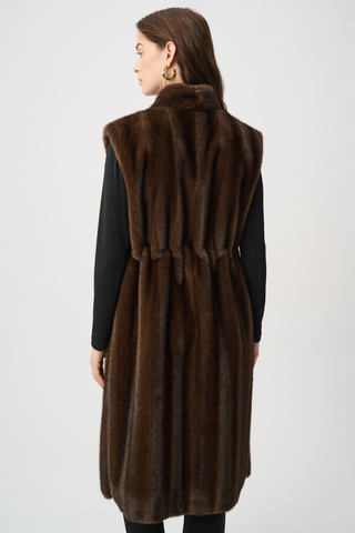 Ribkoff 264911 - Straight Fit Faux Fur Vest  Woman wearing a brown fur vest on a white background
