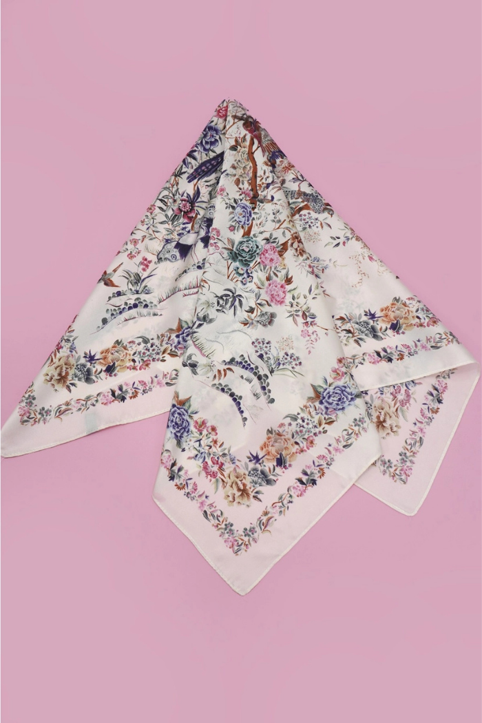 Josslyn Large Floral Garden Print Bandana Scarf