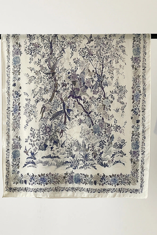 Blue Floral Print Soft Scarf Shawl Dipped Shop DP26I715-M8907-Blue