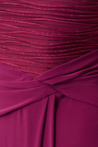 Silky Knit and Cascade Off-Shoulder Sheath Gown Ribkoff 261733F26
