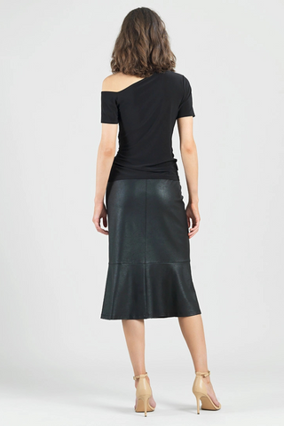 Clara Sunwoo Angular Neck Line Soft Knit Short Sleeve Top T294