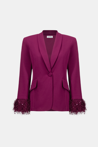 Scuba Crepe Fitted Blazer With Fringe Ribkoff 263714