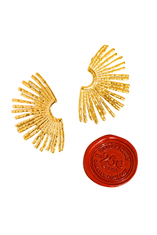 Flânerie Bisous 18K Gold Non-Tarnish Sunburst Earrings
