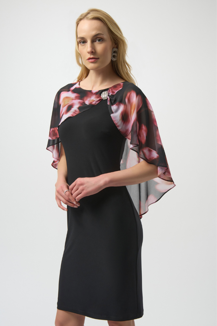 Ribkoff Recycled Floral Chiffon & Silky Knit Layered Dress 254164