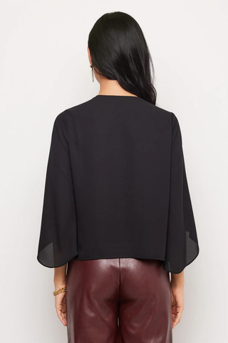 Bracelet Sleeve Drape Front Crossover Top - Black Karen Kane 3L25021 Black