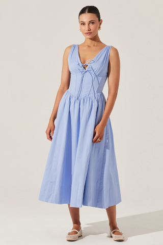 ASTR Maili Corset Poplin Midi Dress