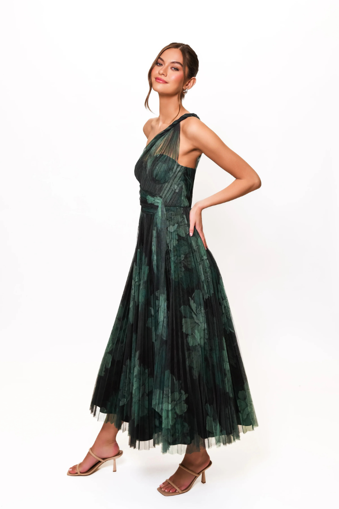 hutch pleated cocktail dress Cobalt Pleated Gown