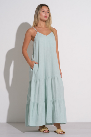 elan tiered cotton dress Tulum Maxi Neon Aztec / XS