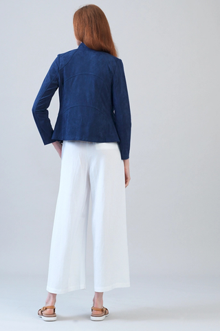 Midnight Navy Soft Suede Signature Jacket – Lightweight Stretch Moto Style