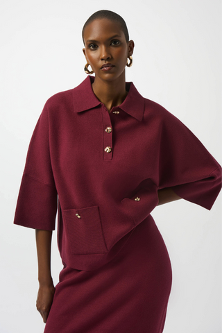 Ribkoff Sweater Knit Boxy Pullover With Polo Collar 253962