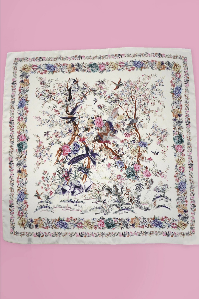 Josslyn Large Floral Garden Print Bandana Scarf