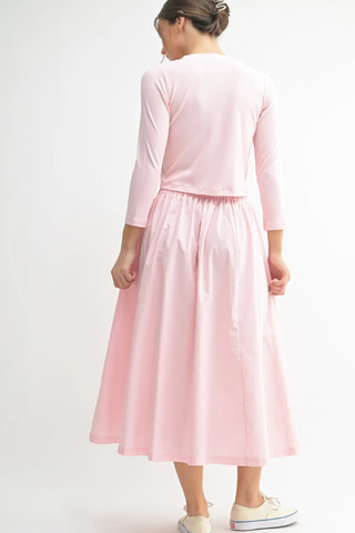 Mono B Spring Breeze Cardigan & Skirt Set - Chalk Pink