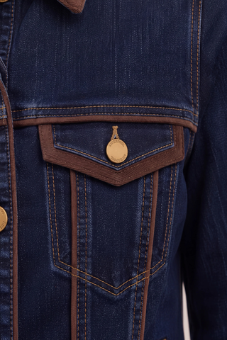 Classic Trucker Jacket with Velvet Details Liverpool LM1D72CHF