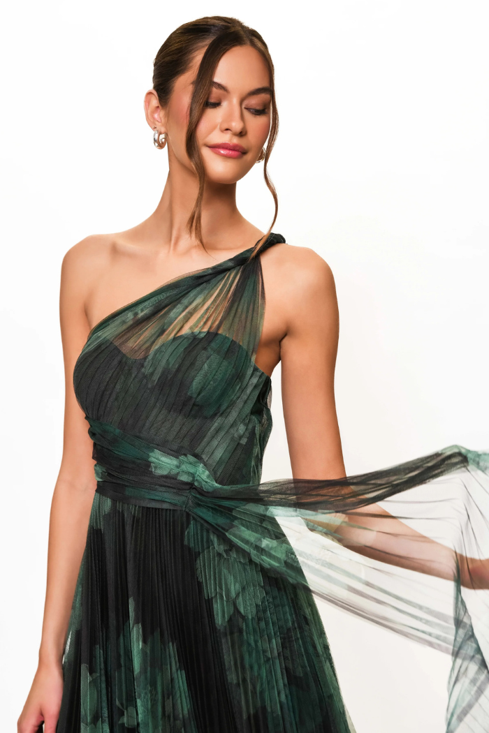 one shoulder pleated dresses Hutch Philippa Gown