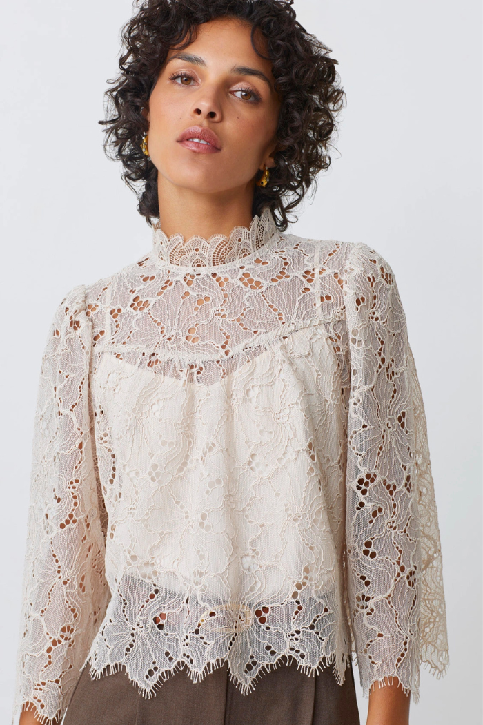 Suncoo Lucia Short Lace Blouse