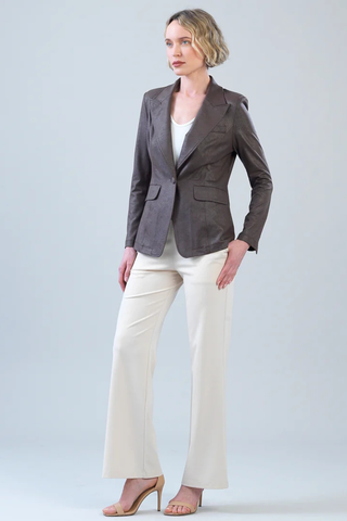 Liquid Leather Signature Pocket Blazer - Brown Clara Sunwoo JK124
