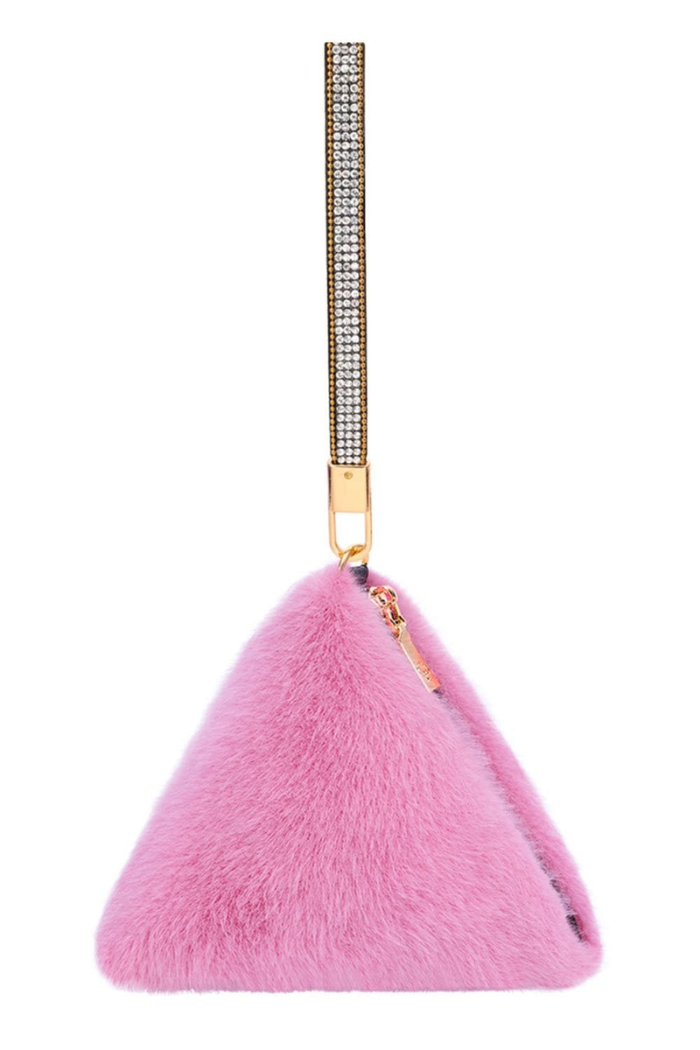 Pyramid Faux Fur Bag - Pink – The Dressing Room