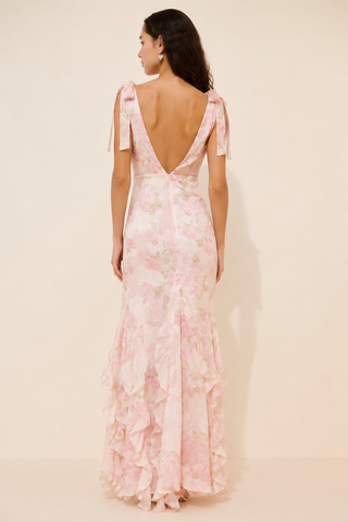 Lulus Tinsley Tie Strap Ruffle Maxi Dress WS-N25DR0938