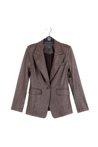 Liquid Leather Signature Pocket Blazer - Brown Clara Sunwoo JK124
