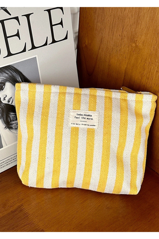 Yellow Striped Color Block Make Up Bag Dipped Shop DP25A565-Yellow