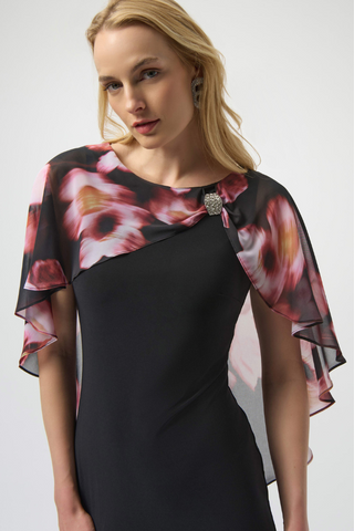 Ribkoff Recycled Floral Chiffon & Silky Knit Layered Dress 254164