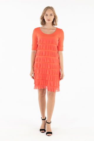Isle Elbow Sleeve Cha Cha Dress - Sorbet Mesh