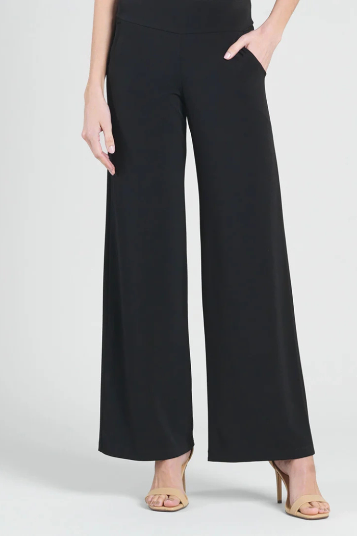The Ultimate Wrinkle-Free Wide Leg Travel Pant – Classic Black with Pockets
