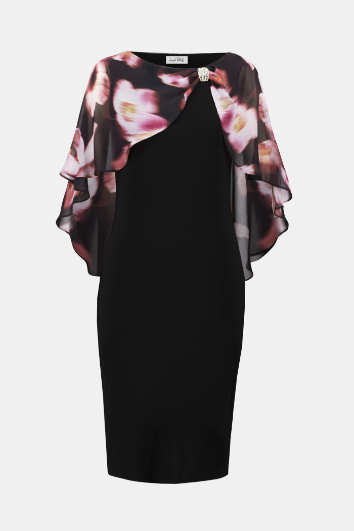 Ribkoff Recycled Floral Chiffon & Silky Knit Layered Dress 254164