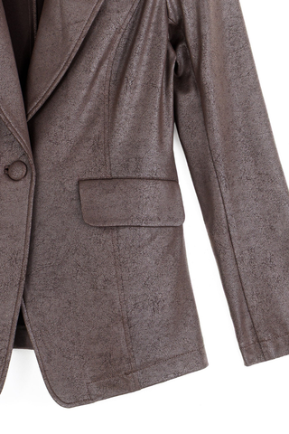 Liquid Leather Signature Pocket Blazer - Brown Clara Sunwoo JK124