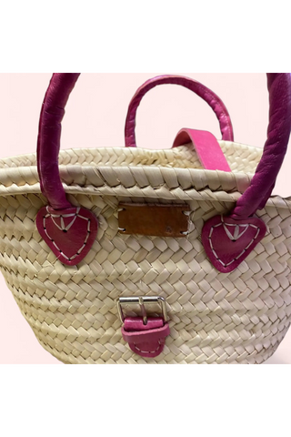 Leather Handle Basket Bag