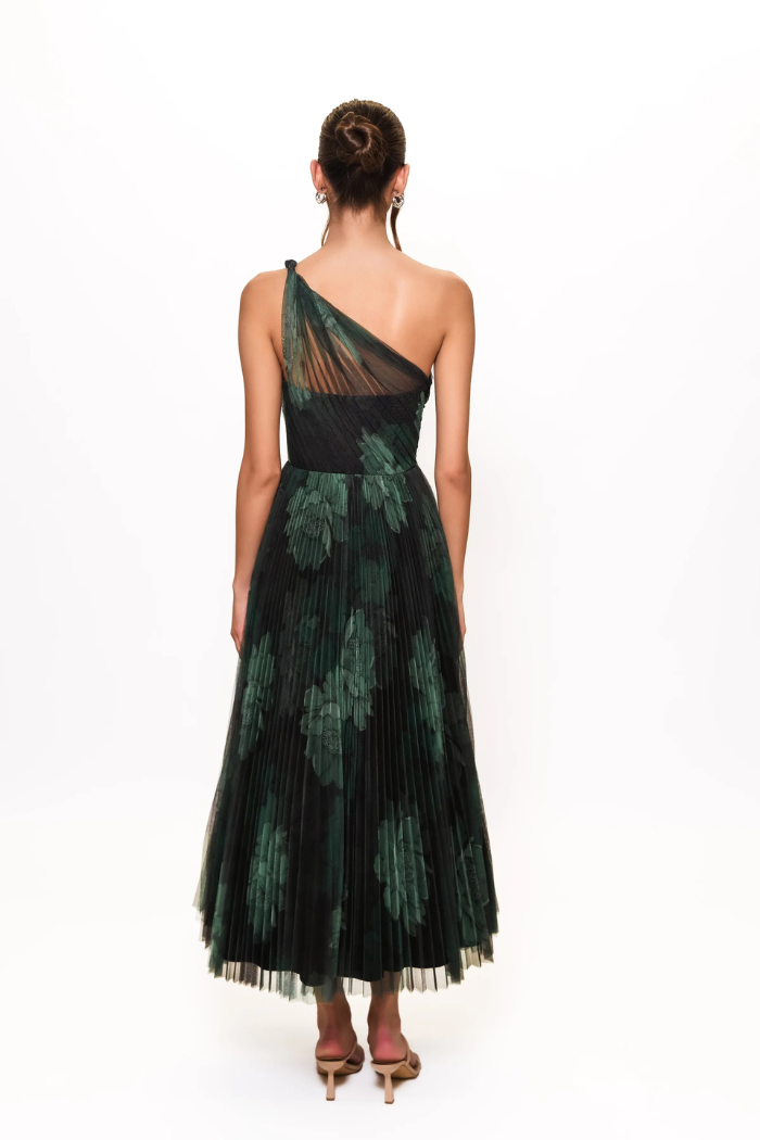 hutch one shoulder bow train dress One-Shoulder Bow Train Dress
