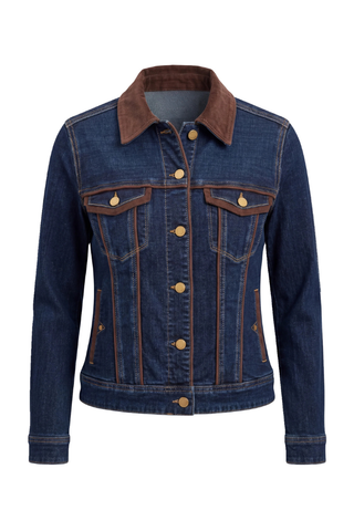 Classic Trucker Jacket with Velvet Details Liverpool LM1D72CHF