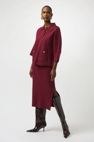 Ribkoff Sweater Knit Boxy Pullover With Polo Collar 253962
