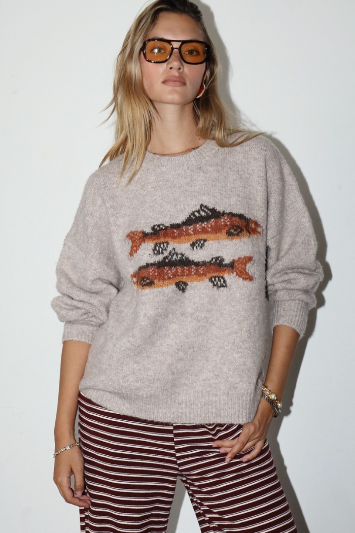 Fish Motif Knit Sweater