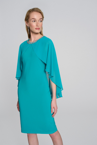 Silky Knit and Chiffon Cape Dress The Dressing Room Silky Knit and Chiffon Cape Dress The Dressing Room