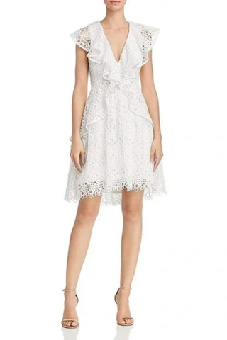 Elliatt Interlude Dress White lace dress on a white background