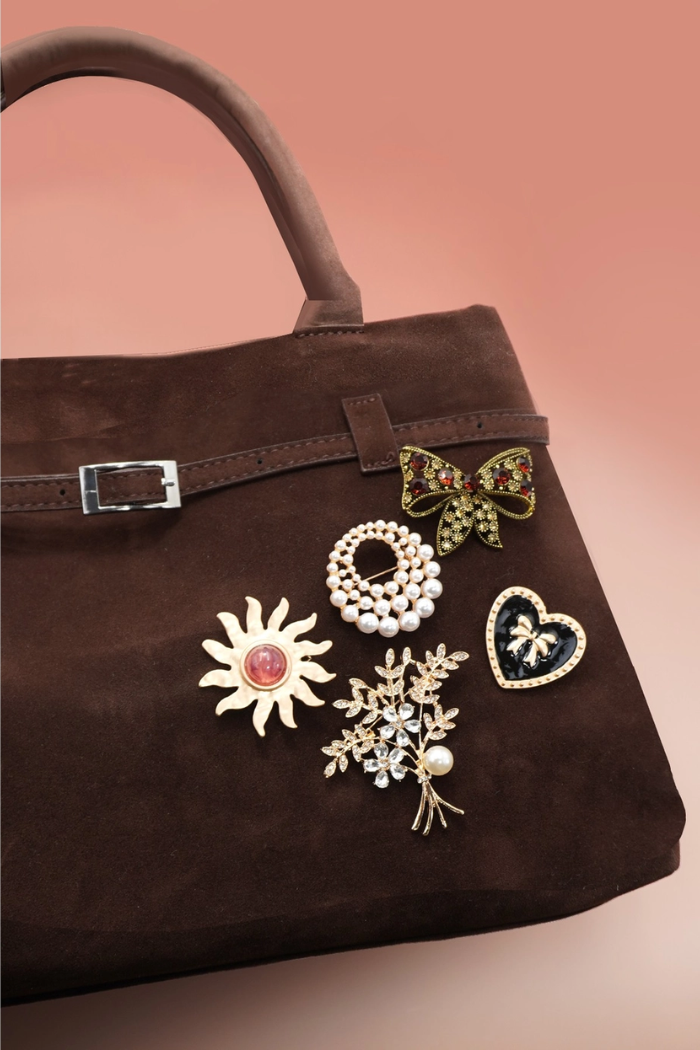 Vintage Brooches Pins | Garnet Bow Rhinestone