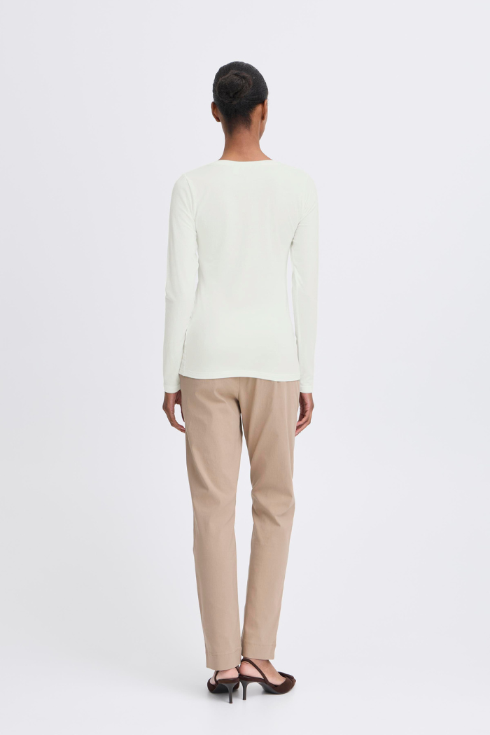 b. young BYPamila Long Sleeve Jersey Tee - Off White 20807594