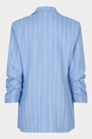 EsQualo SP2628002 Striped Linen Blazer  Blue pinstripe shirt on a white background