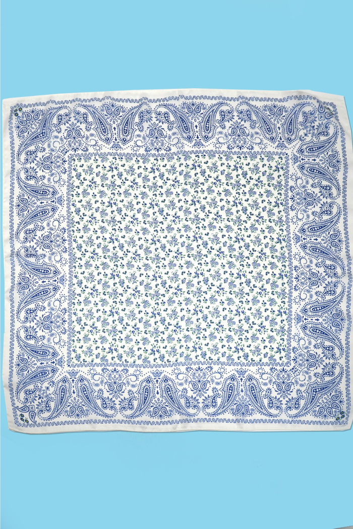 Josslyn Large Floral Toile Print Bandana Scarf