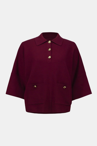 Ribkoff Sweater Knit Boxy Pullover With Polo Collar 253962