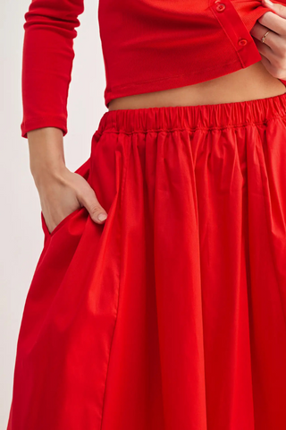 Mono B Spring Breeze Cardigan & Skirt Set - Glazed Cherry