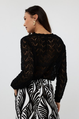 EsQualo Fancy Knit Cardigan - Black