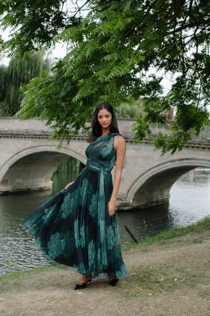 hutch xala one-shoulder tiered pleated tulle maxi dress Hutch x Anthropologie
