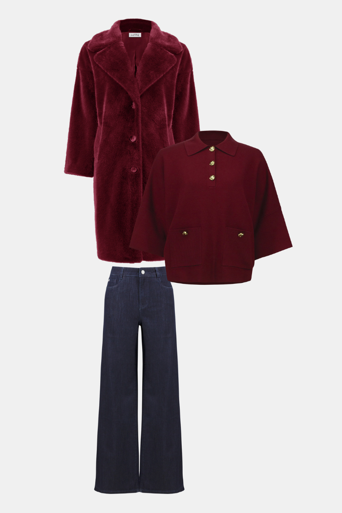 Ribkoff Sweater Knit Boxy Pullover With Polo Collar 253962