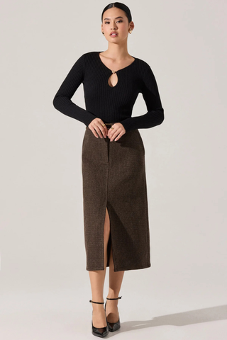 ASTR Lynly Ribbed Keyhole Sweater ACT19057