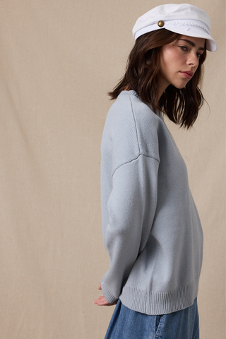 Wishlist Crab Drop Shoulder Sweater Medium Blue/White WL25-11721