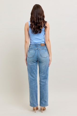 Judy Blue Mid Rise Tummy Control Vintage Wash Straight Leg Jeans 88943REG